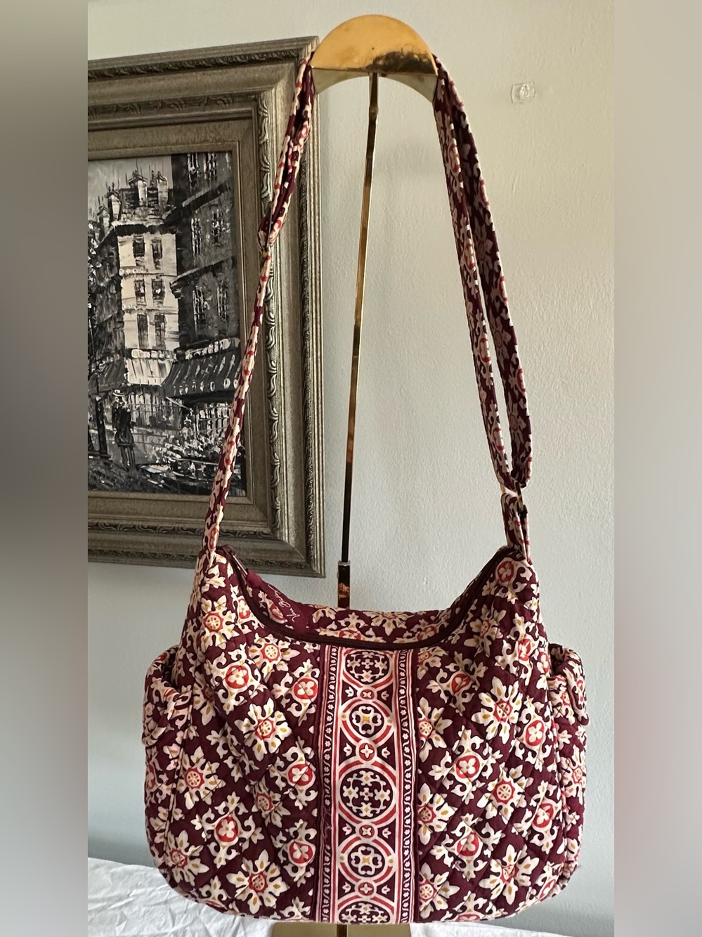 Vera Bradley retired Y2K "Medallion" pattern hobo shoulder bag Quilted cotton